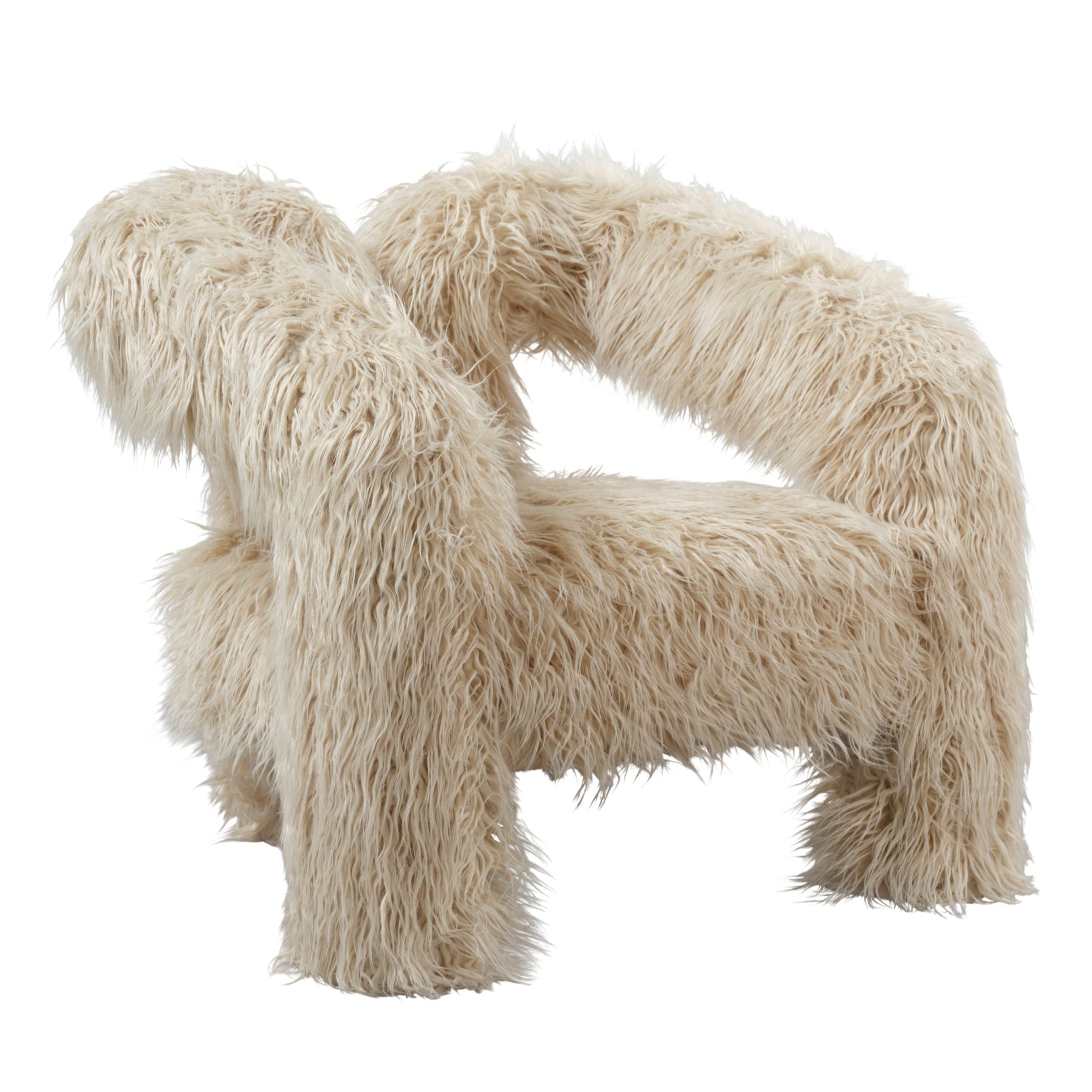 Freyja Ivory Faux Mongolian Fur Tripod Accent Armchair